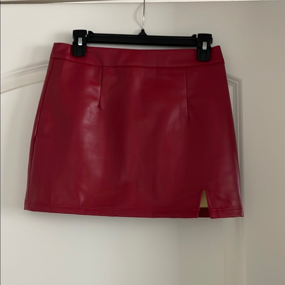 Red Faux Leather Mini Skirt from the online boutique Lulus.